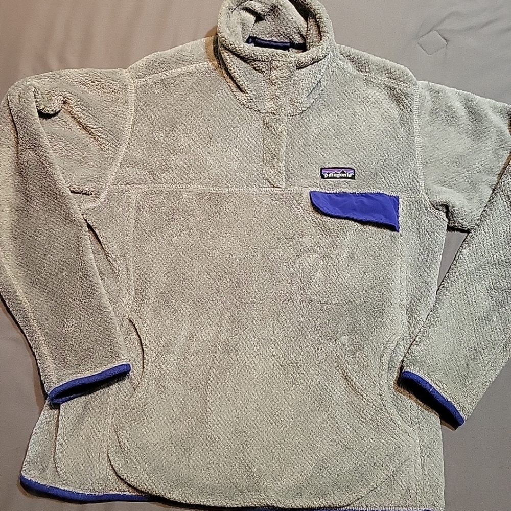 Patagonia Women's Sz LG Retool Fleece Snap Collar Pullover Polartec Thermal Pro